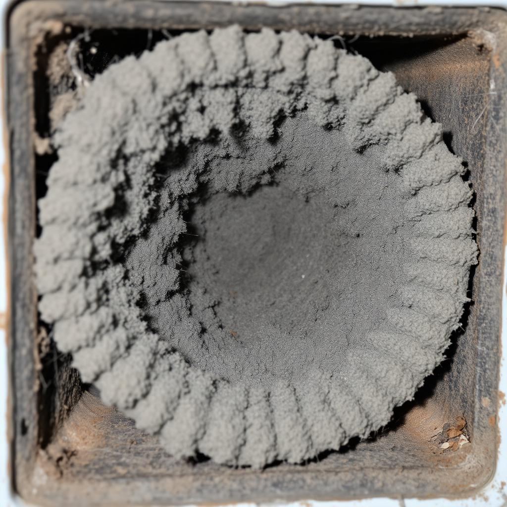 Air duct vent clogged with dust and debris before cleaning