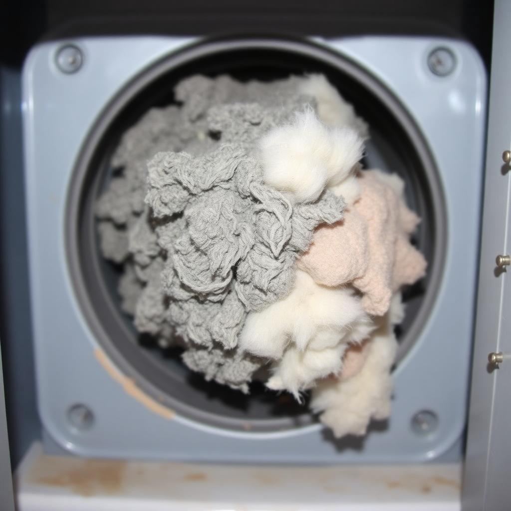 Dryer vent packed with thick lint before cleaning